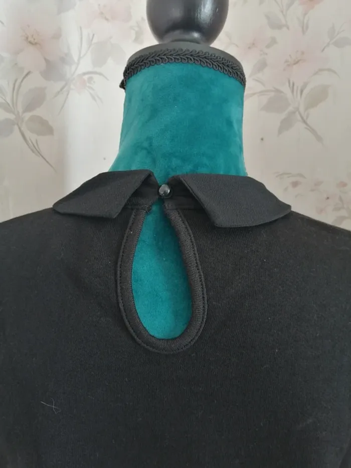 Pull fin noir avec col style chemise en crêpe et ouverture bouton / esmara / (42) - photo numéro 8