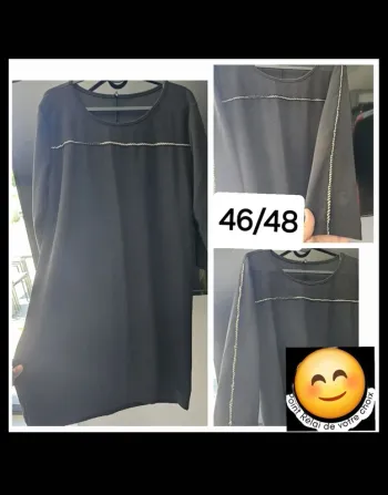 Robe noir/ tee shirt long /tunique noir 46/48 femme