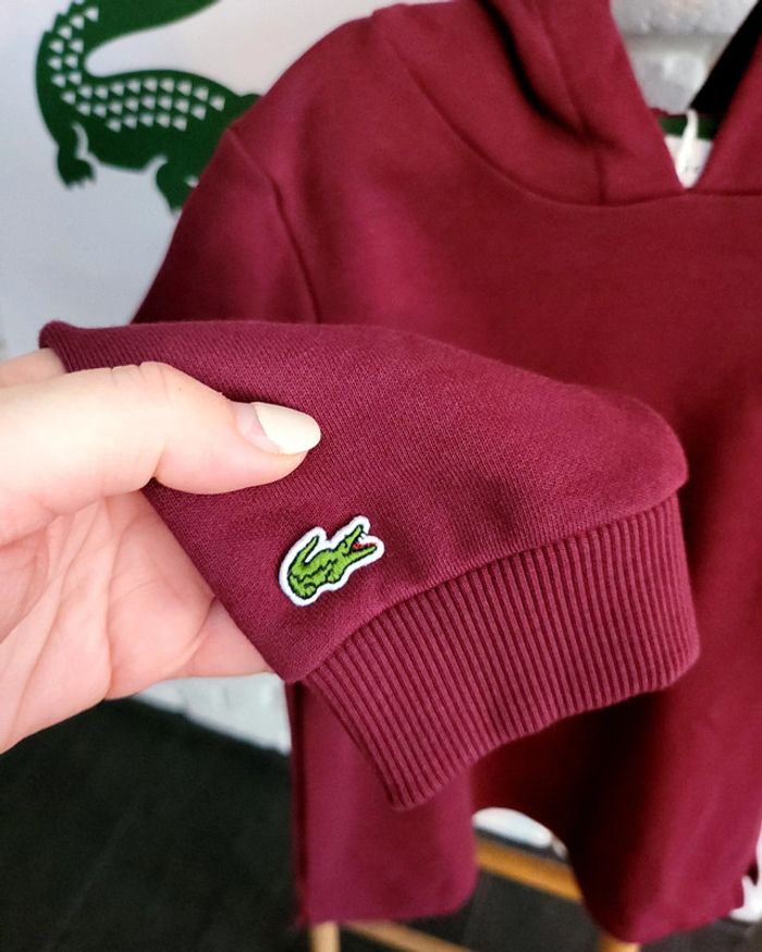 Robe ou sweat long a capuche lacoste neuve taille 6 ans bordeaux/framboise - photo numéro 3