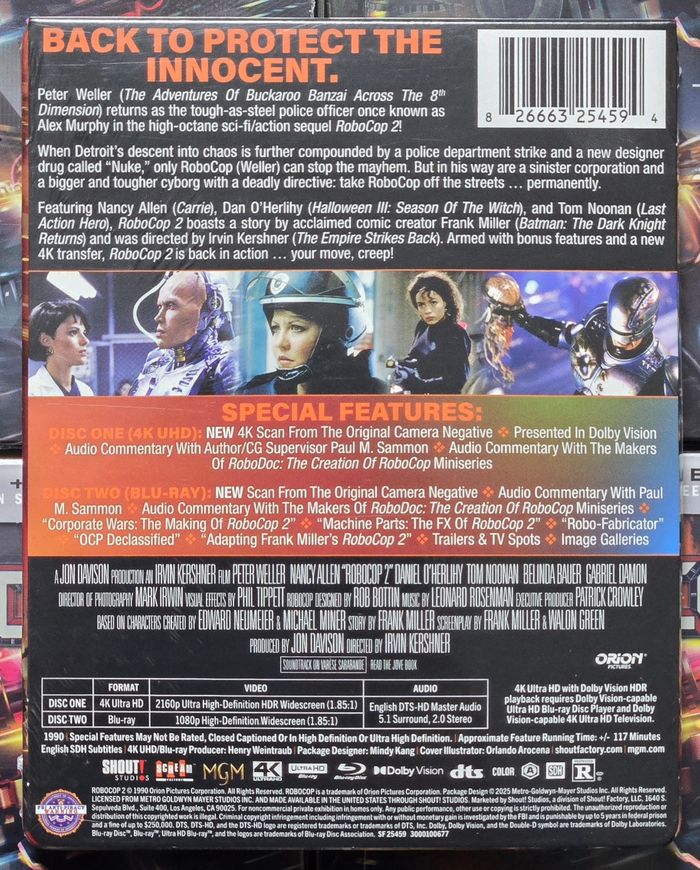 Robocop 2 Steelbook Collector Blu-Ray 4k Ultra HD (Version Américaine) neuf sous Blister - photo numéro 2
