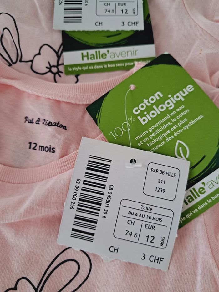 Lot de 2 tee-shirts lapine qui fait du yoga 👶 - photo numéro 2