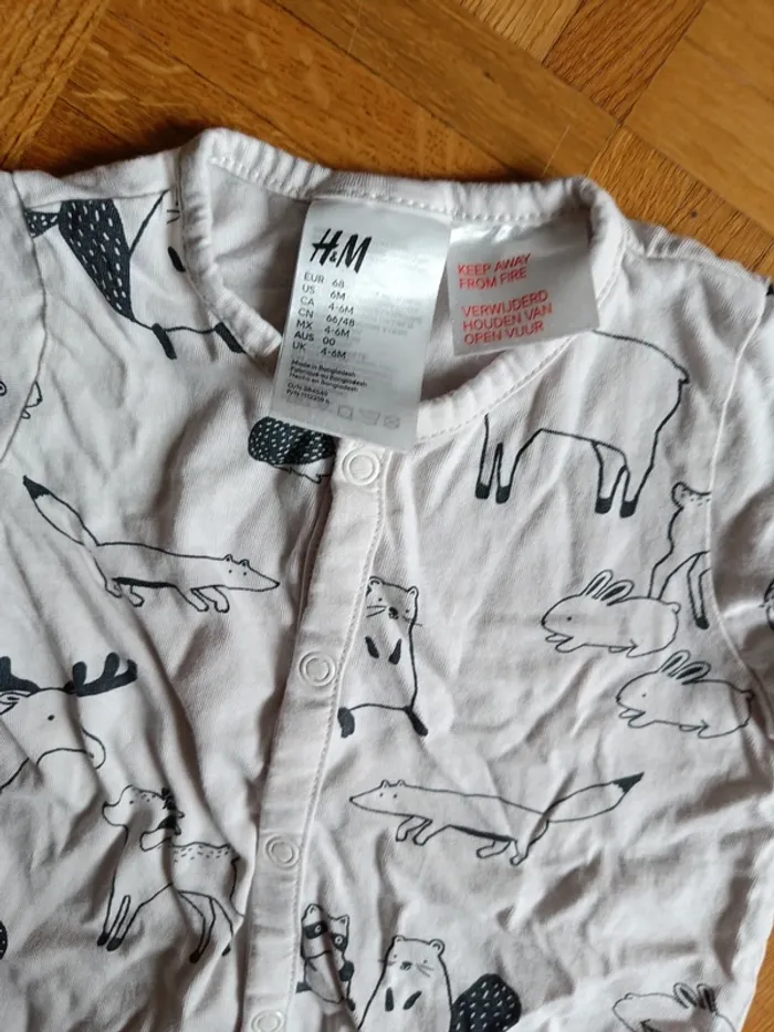 Pyjama manches longues H&M 68cm - photo numéro 2
