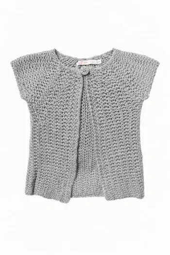 Gilet 3ans/36mois, laine grise et argentée. 