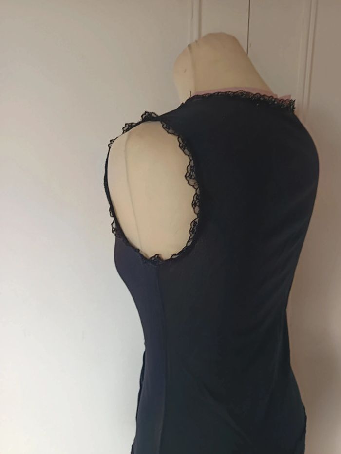 🌸robe transparente dentelle sequin noir rose femme sexy raffiné vintage authentique taille unique - photo numéro 4