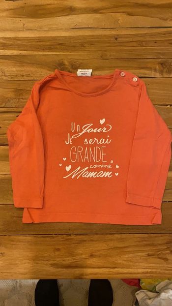 T shirt manches longues orangé 12 mois