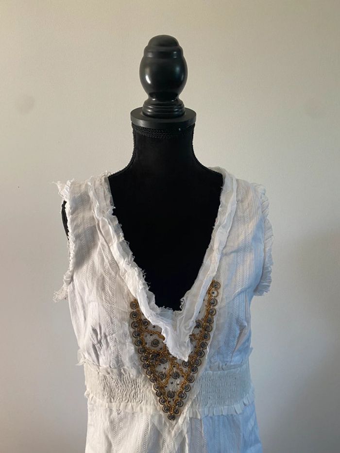 Robe Morgan blanche à volants et dentelle taille XS / S - photo numéro 2