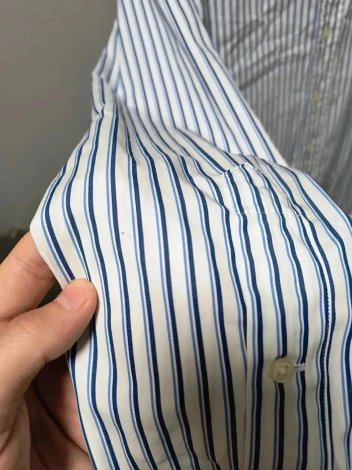 Chemise Ralph Lauren rayée bleu/blanc – Classic Fit – Vintage Y2K - photo numéro 8
