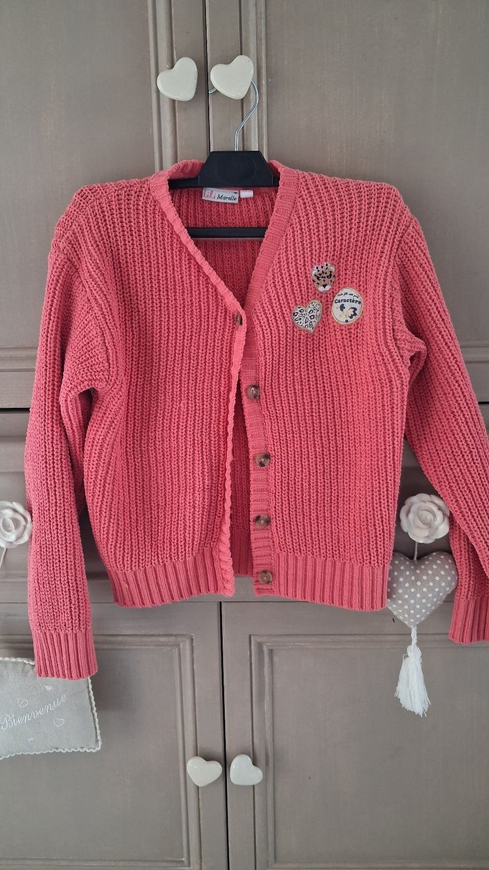 Gilet grosse maille rose lili marelle 10 ans - photo numéro 5