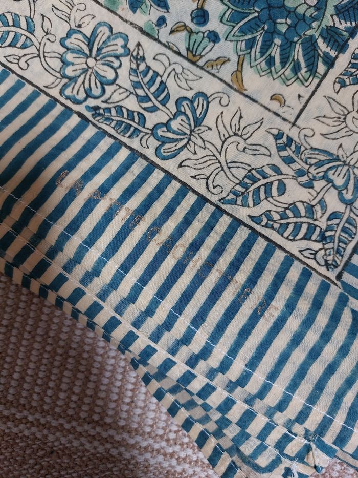 Paréo block print bleu canard La p'tite  cachottière - photo numéro 5