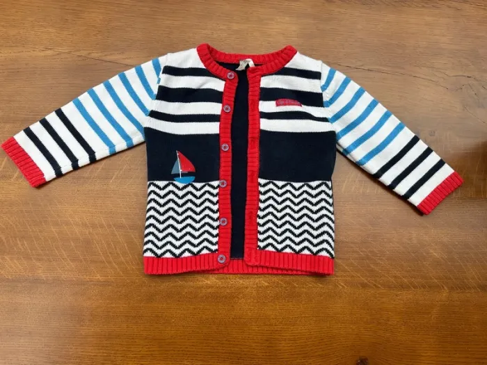 Gilet marin Orchestra 9 mois bleu et rouge