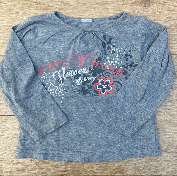 Teeshirt T-shirt manches longues gris fille 18 mois