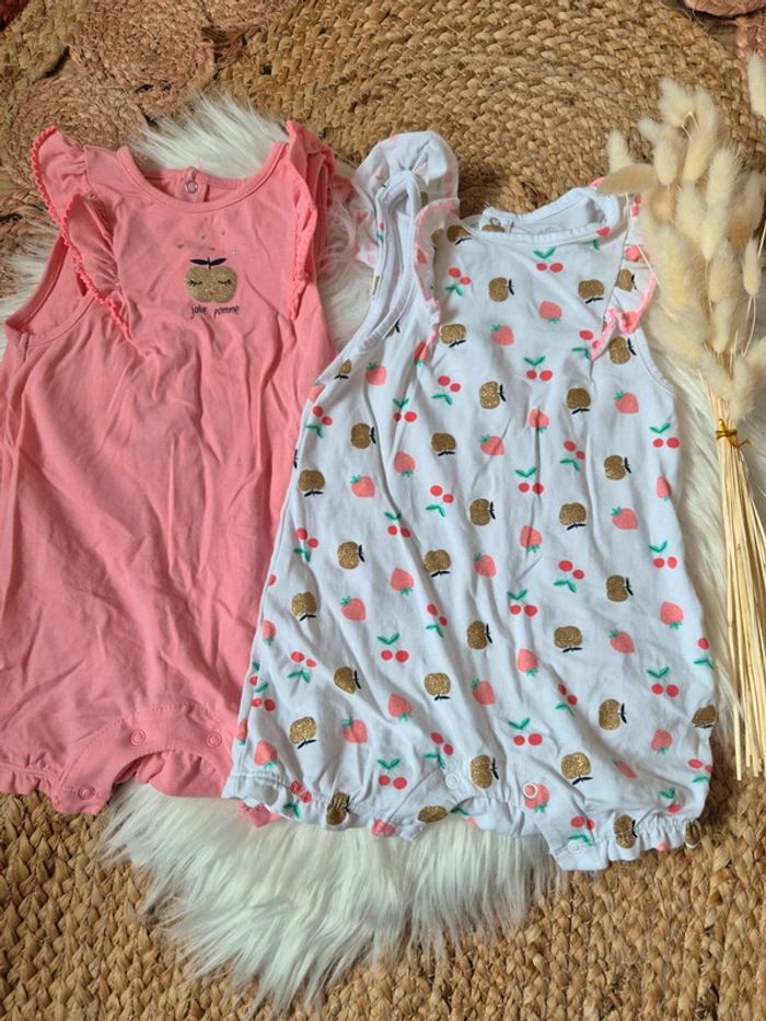 🌸 Lot de 2 combinaison short Orchestra 12 mois