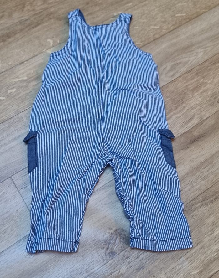 salopette bébé garçon bleu et blanche à rayure taille 3 mois - photo numéro 3