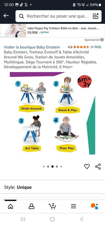 Trotteur évolutif & table d'activité