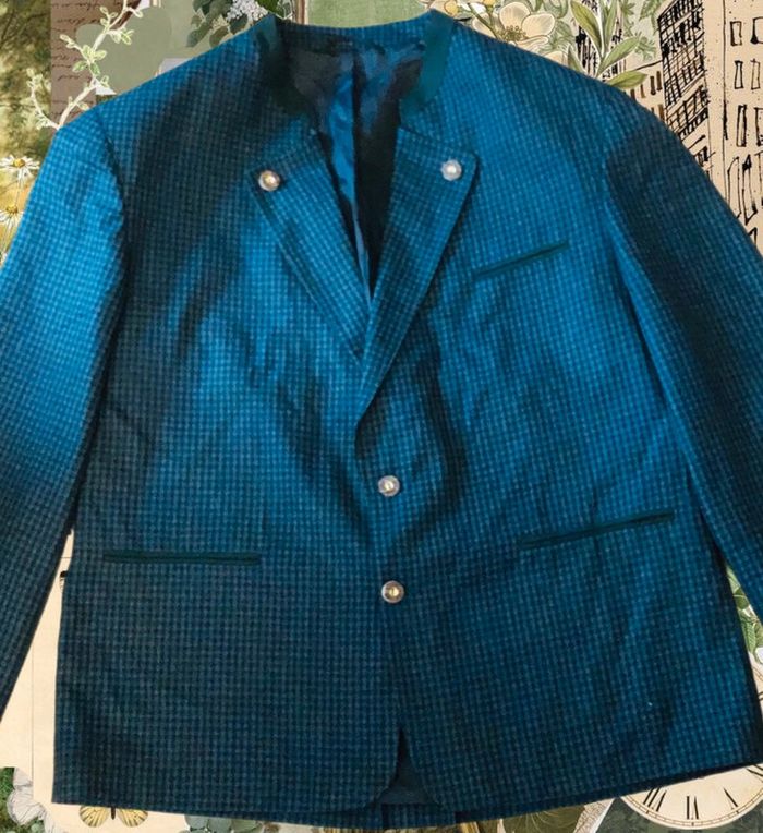 🇦🇹Blazer autrichien pure laine vierge petits carreaux Distler trachten tyrolean blazer🇦🇹 - photo numéro 3