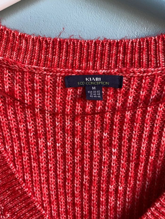 Pull à grosse maille rouge chiné taille M - photo numéro 2
