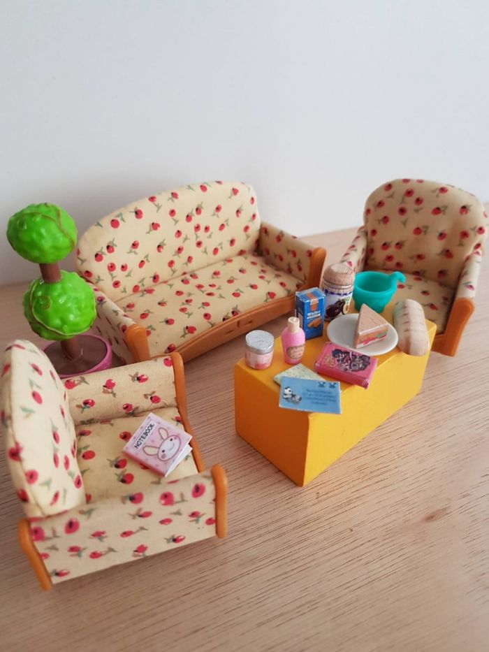 Sylvanian families canapé, fauteuils et accessoires pour maison de poupées - photo numéro 10