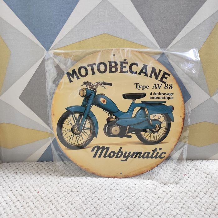 Reproduction plaque publicitaire motif Motobécane mobymatic