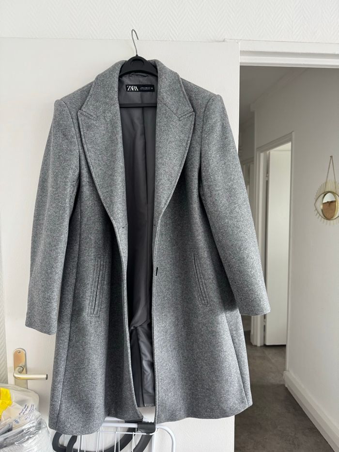 manteau long gris Zara - photo numéro 4