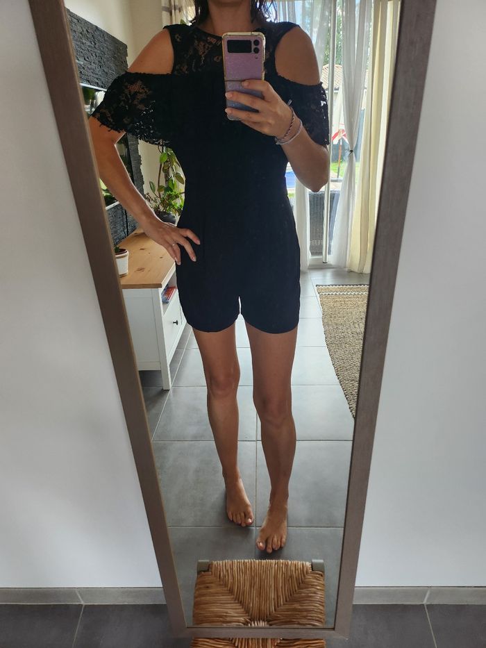 Combishort noire dentelle Zara - photo numéro 2