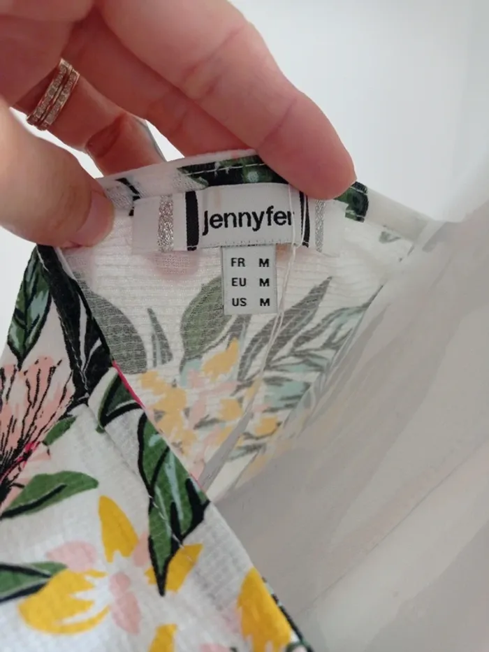 Magnifique top court kaki coloré été imprimé fantaisie avec noeud et boutons T.M Jennyfer - photo numéro 5