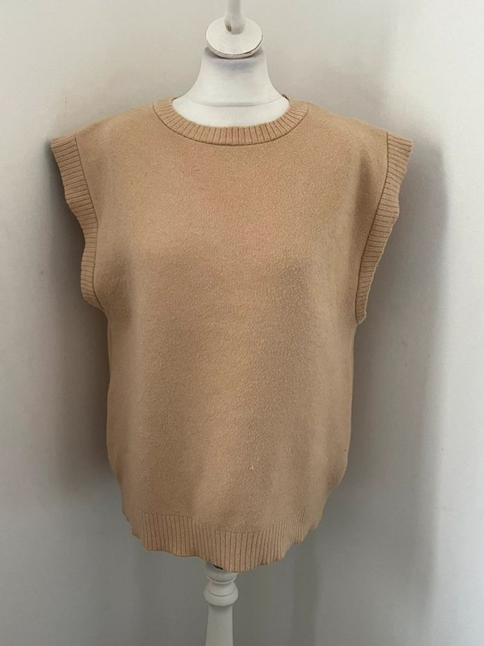 Pull sans manche beige Zara S