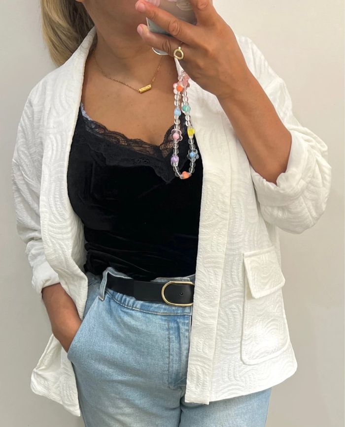 Veste blanche à motifs jacquard