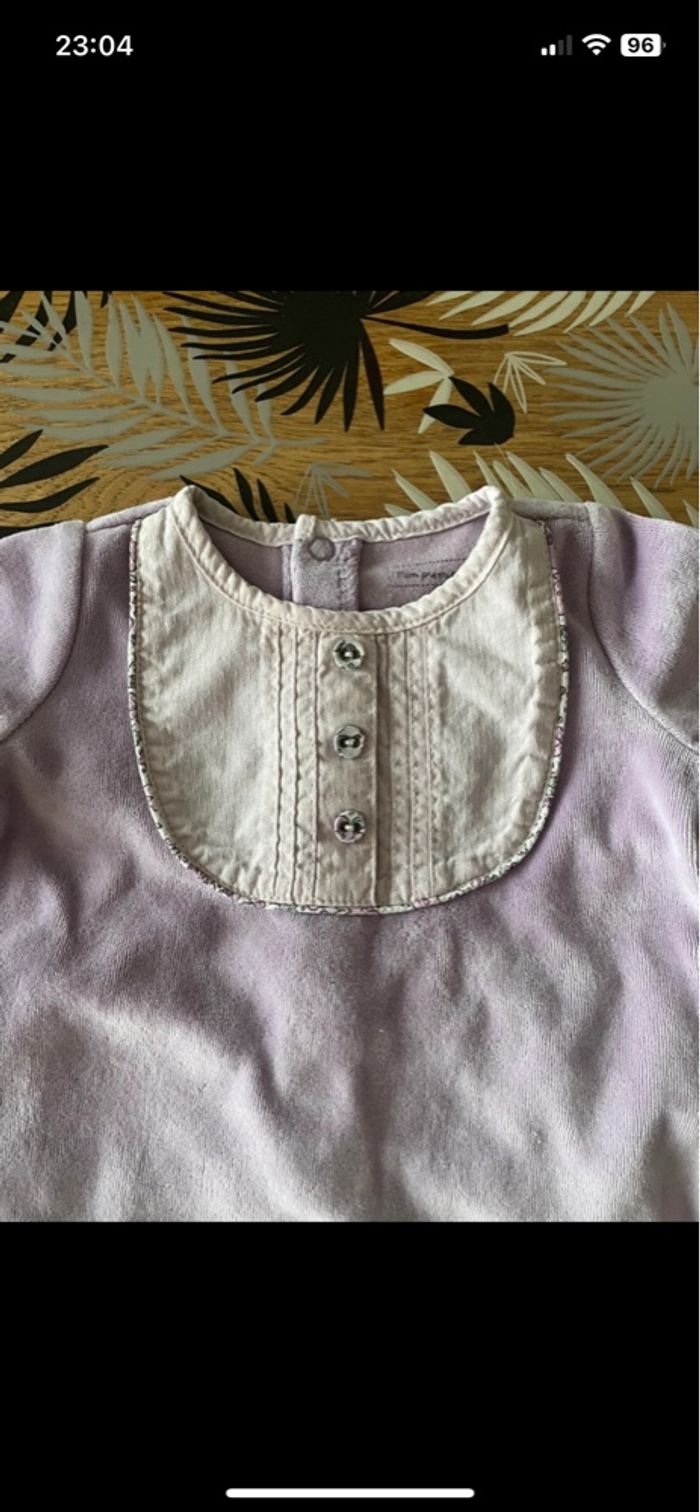 Pyjama 1 pièce lilas petit lapin sergent major bb 3 mois - photo numéro 3