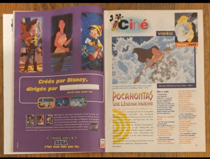 Ancien journal de mickey avec cadeau autocollants Pocahontas N°2313 de 1996 vintage - photo numéro 9