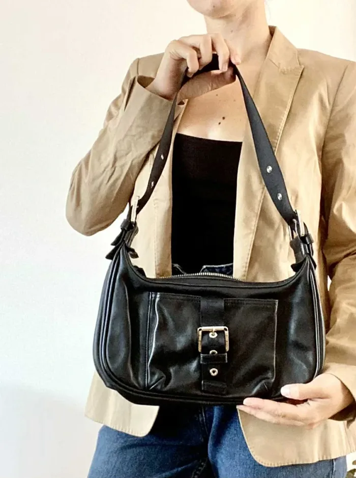 Sac Vintage Baguette Longchamp Noir Effet Ceinture - Comme Neuf - photo numéro 2