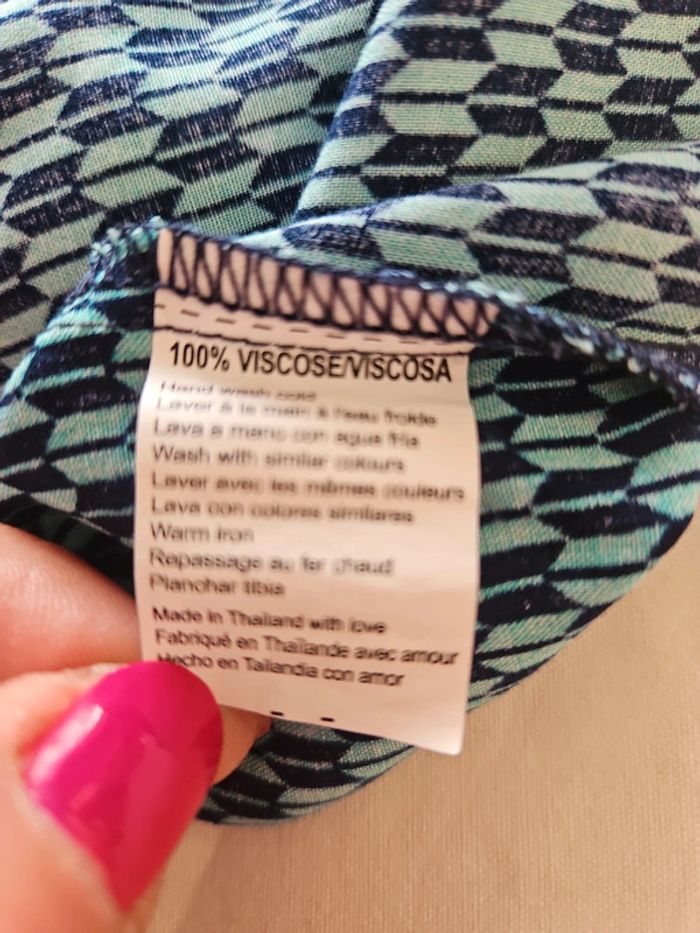 Top bleu et turquoise croisé dos viscose- Taille L - photo numéro 6
