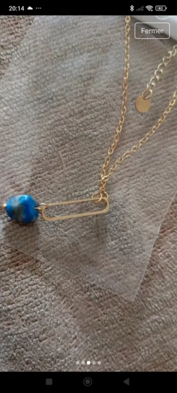 Bracelet trombone doré pierre naturelle lapis