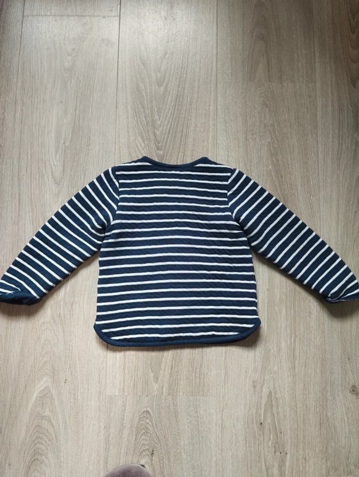 Gilet Tape à l'oeil rayé bleu blanc boutons encres marines 23 mois fille - photo numéro 4
