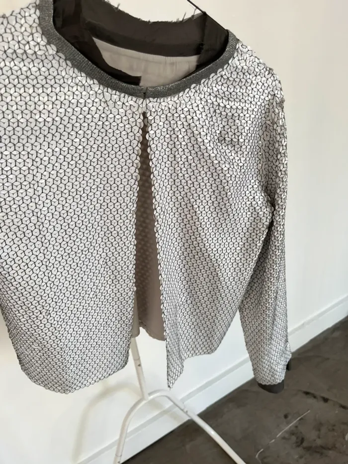 Veste couture cinétique à sequins noir et blanc Diane von Furstenberg - photo numéro 2