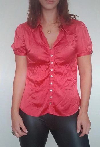 Chemisier satin rouge Caroll taille 38