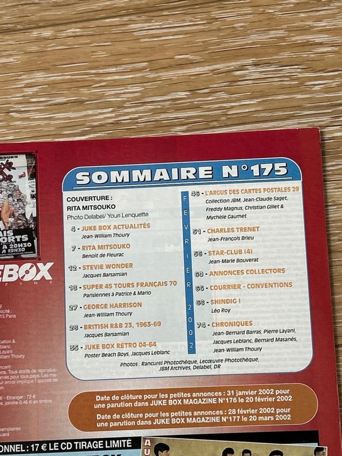 Revue musique jukebox magazine - 175 février 2002 - photo numéro 2