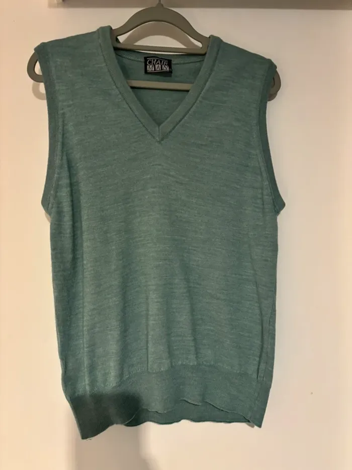 Pull vert sans manches de marque Chair Man taille 38-M très bon état