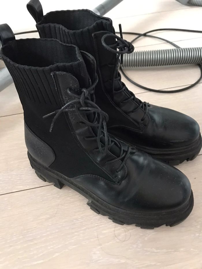 Boots motardes noires hautes à lacets rangers - photo numéro 2