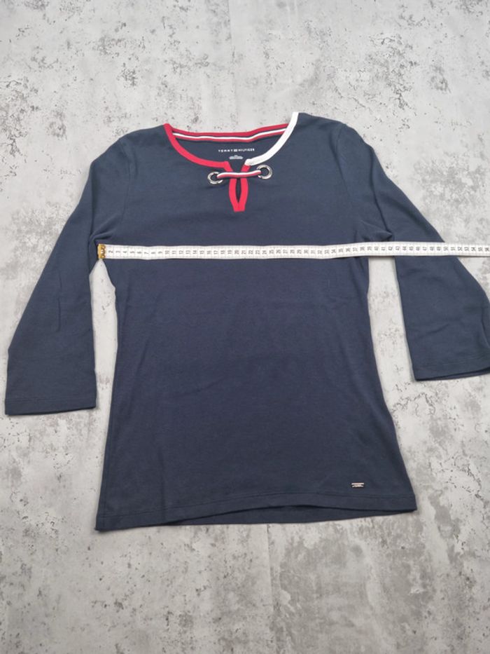 Haut manches 3/4 Tommy Hilfiger marine avec cordon – Taille M Femme - photo numéro 6