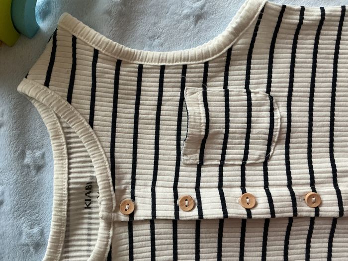 combinaison short débardeur blanc rayé noir 3 ans poche poitrine kiabi - photo numéro 7