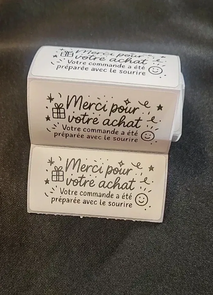 Lot de 25 étiquettes “Merci pour votre achat” 60x30 mm stickers remerciement packaging pro