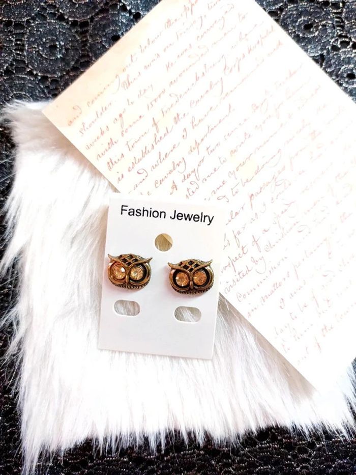 boucles d'oreilles puces hibou doré