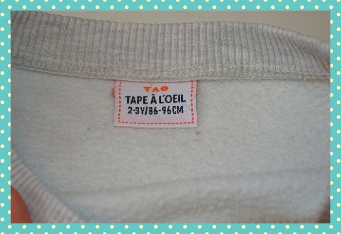 Sweat Tape à l'œil beige et bordeaux taille 24-36 mois / 92 cm - photo numéro 3