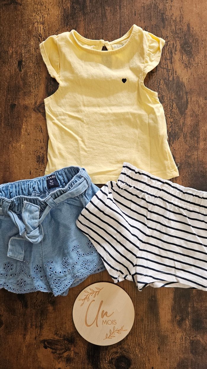 Lot tee-shirts et short bébé fille