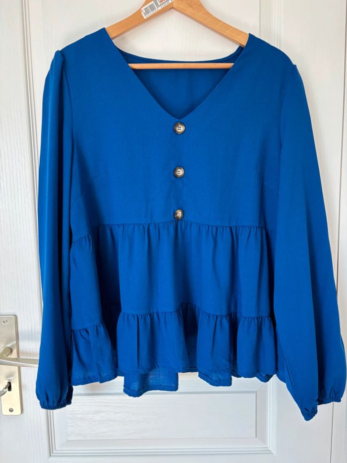 Blouse manche longue bleu rois
