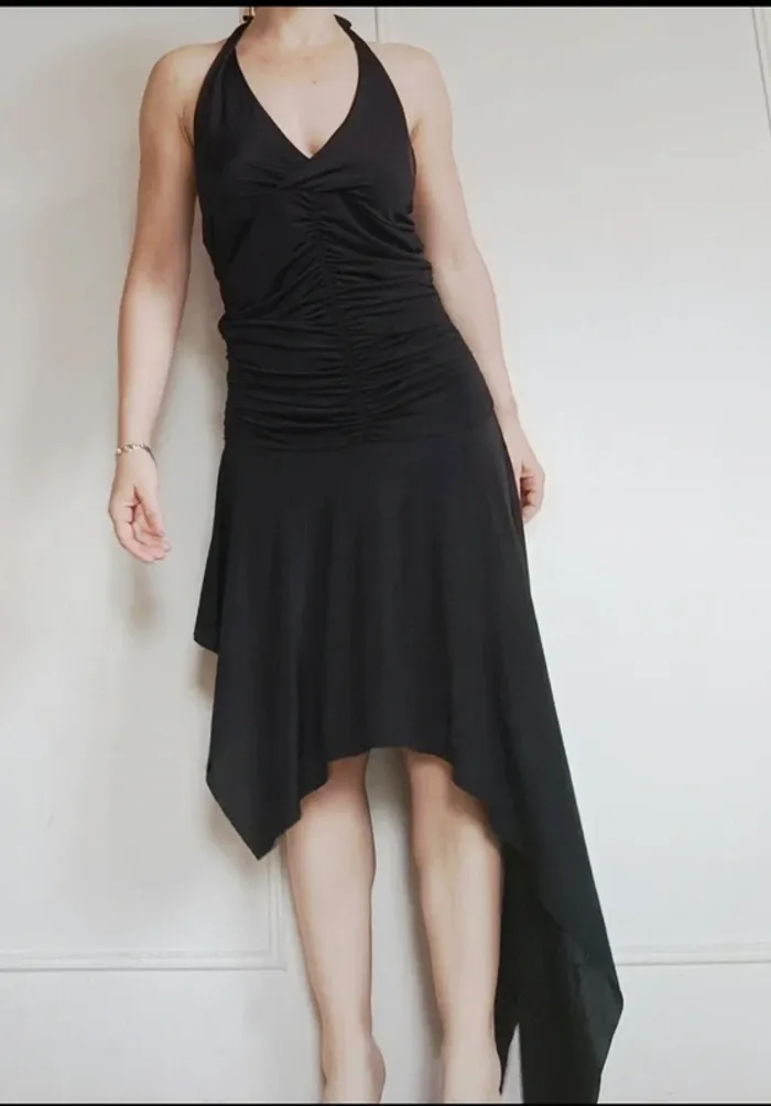 🖤robe noir satiné femme adc Esprit taille sm 36 /38 tendance sexy chic - photo numéro 3
