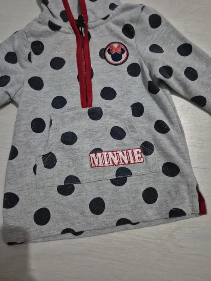 Sweat à capuche gris à pois Minnie - photo numéro 2