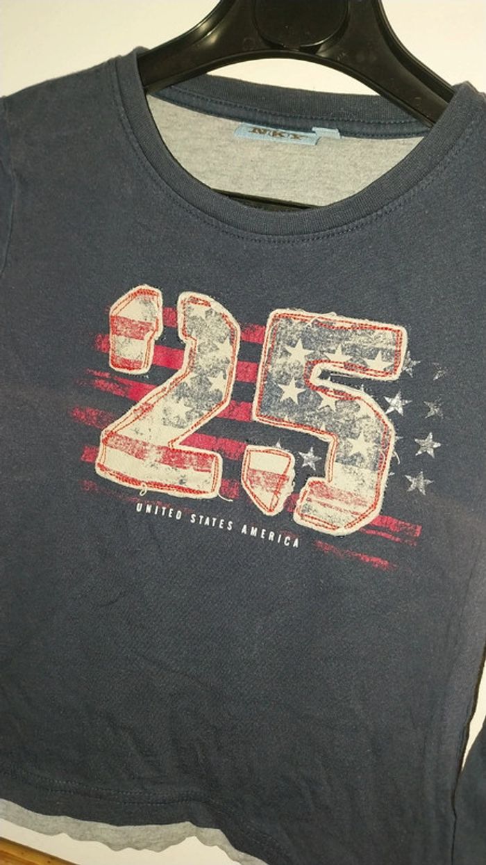 T shirt manches longues bleu marine by Nky très bon état 5 ans - photo numéro 4