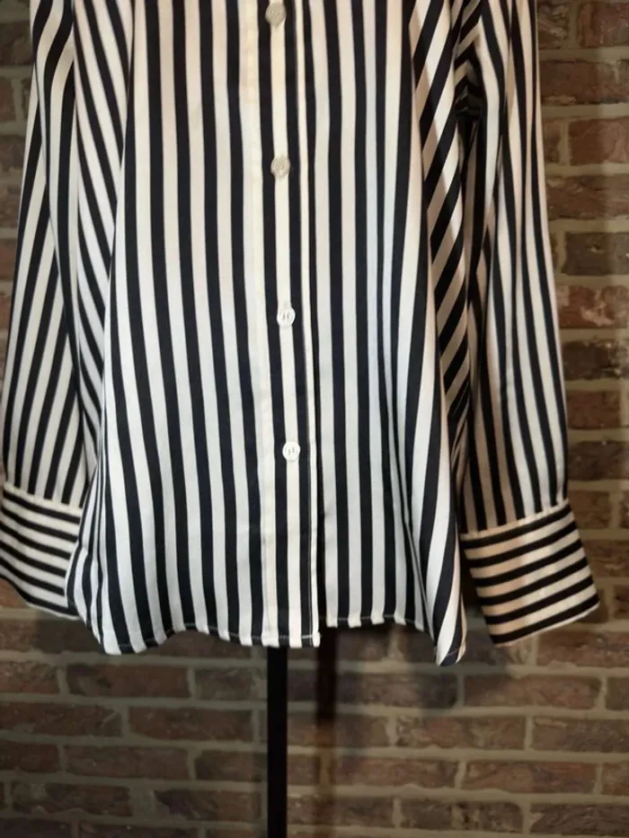 Chemise lignée noire et blanche H&M Taille XS / 34 - photo numéro 6