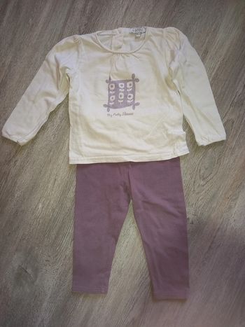 tee shirt motif mauve et legging mauve taille 18 mois in extenso